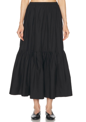 Ganni Poplin Maxi Flounce Skirt in Black - Black. Size 32 (also in 34, 36, 38, 40).