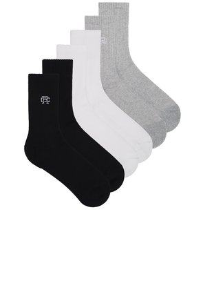 Reigning Champ Crew Sock 3-pack in Black  Heather Grey  & White - Grey. Size L/XL (also in S/M).