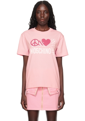 Moschino Jeans Pink 'Peace & Love' T-Shirt