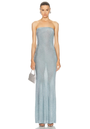 SER.O.YA Narissa Metallic Knit Maxi Dress in Sky Blue - Blue. Size L (also in S, XL, XS).