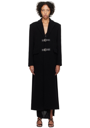Moschino Jeans Black Pin-Buckle Coat