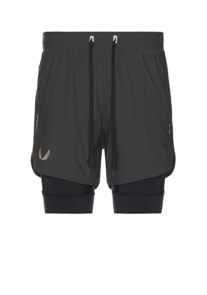 ASRV Tetra Lite 7 Liner Short in Space Grey & Black Wings - Grey. Size L (also in M, S, XL/1X).