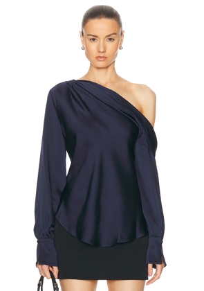 SIMKHAI Alice One Shoulder Top in Midnight - Navy. Size L (also in M, S, XS).
