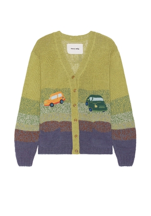 Story mfg. Hand Knit Twinsun Cardigan in Sage Solar Future - Green. Size M (also in L, S).