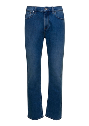 Burberry Blue Jeans With Tb Patch At The Back In Stretch Cotton Denim Man