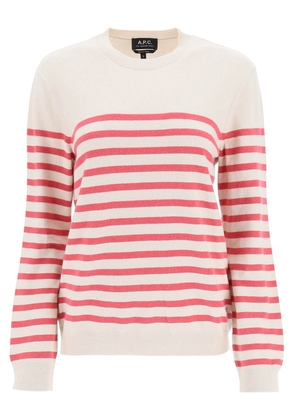 A.p.c. phoebe striped cashmere and cotton sweater - L Beige