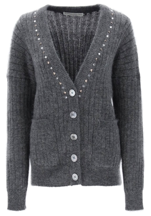Alessandra Rich Cardigan With Studs And Crystals