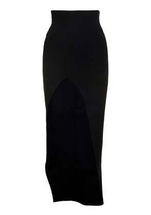 Rick Owens Theresa Maxi Black Skirt With Wide Split At The Front In Viscose Blend Woman