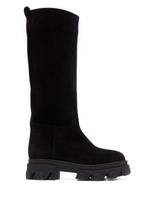 Gia Borghini Black Slip-On Boots With Chunky Sole In Suede Woman