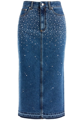 Alessandra Rich  denim midi skirt with rhin - 25 Blue