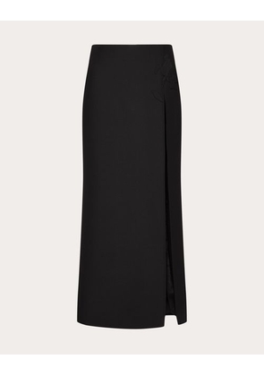 Valentino EMBROIDERED CREPE COUTURE SKIRT Woman BLACK 36