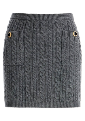 Alessandra Rich knitted mini skirt with braided - 38 Grey