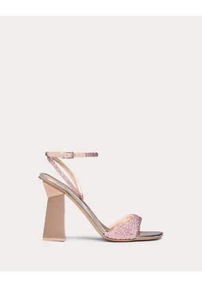 Valentino Garavani HYPER ONE STUD SANDAL WITH CRYSTALS AND MICROSTUD EMBROIDERY 105MM Woman ROSE QUARTZ 35