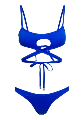 The Attico Cut-Out Wraparound Bikini Set In Bluetechnical Fabric Woman