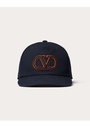 Valentino Garavani VLOGO SIGNATURE COTTON BASEBALL CAP WITH VLOGO EMBROIDERY Man NAVY/ORANGE 57