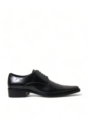 Black Leather Lace Up Formal Flats Shoes - EU38/US7.5