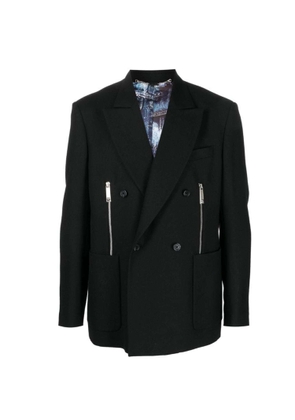 John Richmond Double-Breasted Blazer In 100% Virgin Wool With Contrasting Zip