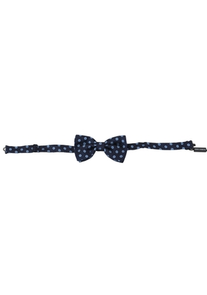 Blue Printed Adjustable Neck Papillon Men Silk Bow Tie