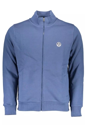 Blue Zippered Sweatshirt with Logo Design - XXL