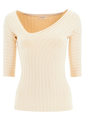 By malene birger ivena ribbed top with asymmetrical neckline - XS Beige