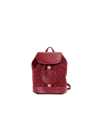 COACH Dempsey Red Apple Signature Jacquard Canvas Logo Patch Backpack