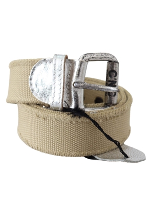 Costume National Beige Cotton Rustic Logo Buckle Belt - 85 cm / 34 Inches