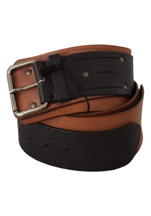 Costume National Black Brown Leather Silver Buckle - 85 cm / 34 Inches