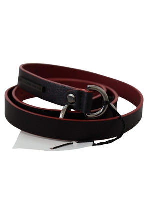 Costume National Black Red Skinny Leather Logo Belt - 85 cm / 34 Inches