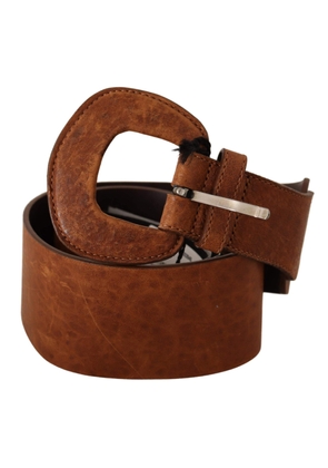 Costume National Brown Leather Fashion Waist Buckle Belt - 80 cm / 32 Inches