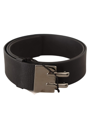 Costume National Black Leather Silver Buckle Waist Belt - 85 cm / 34 Inches