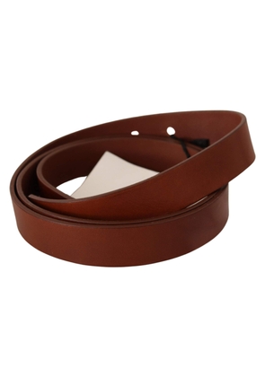 Costume National Brown Leather Silver Fastening Belt - 85 cm / 34 Inches