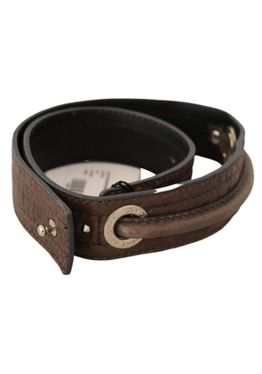 Costume National Brown Leather Silver Fastening Belt - 80 cm / 32 Inches