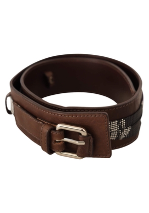 Costume National Brown Leather Silver Buckle Belt - 80 cm / 32 Inches