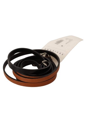Costume National Brown Leather Silver Tone Buckle Belt - 100 cm / 40 Inches