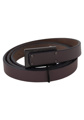Costume National Brown Leather Tactical Logo Buckle Dark - 100 cm / 40 Inches