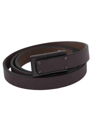 Costume National Brown Leather Tactical Logo Screw Buckle Belt - 100 cm / 40 Inches