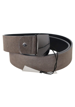 Costume National Brown Leather Square Logo Buckle Belt - 85 cm / 34 Inches