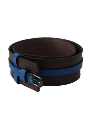 Costume National Brown Thin Blue Line Leather Buckle Belt - 105 cm / 42 Inches