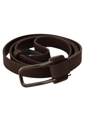 Costume National Brown WX Silver Metal Buckle Belt - 100 cm / 40 Inches