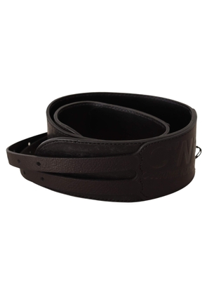 Costume National Dark Brown Leather Double Buckle Belt - 70 cm / 28 Inches