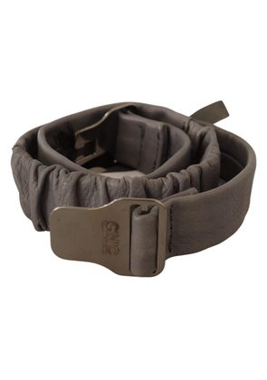 Costume National Gray Leather Silver Buckle Waist Belt - 85 cm / 34 Inches