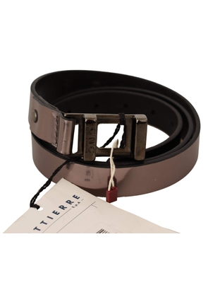 Costume National Pink Metallic Leather Buckle Belt - 85 cm / 34 Inches