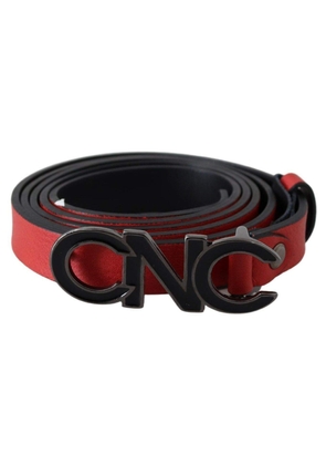Costume National Red Reversible Leather Logo Belt - 85 cm / 34 Inches