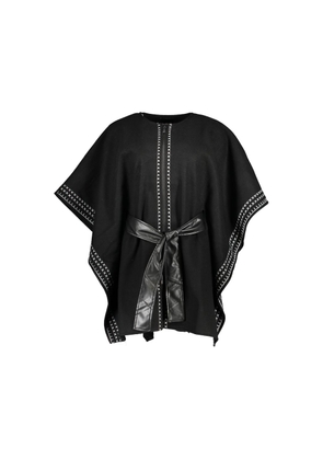Desigual Chic Crew Neck Poncho with Contrast Details - One Size