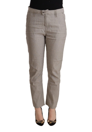 CYCLE Light Gray Linen Blend Mid Waist Tapered Pants - W30