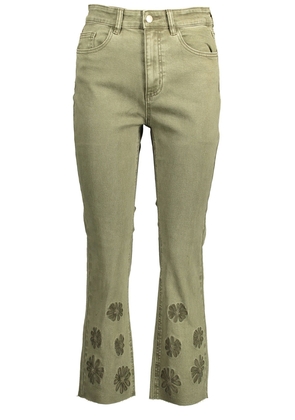 Desigual Embroidered Contrast Stitch Green Jeans - W36