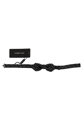 Dolce & Gabbana  Black Polka Dots Silk Adjustable Neck Papillon Men Bow Tie