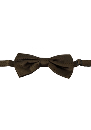 Dolce & Gabbana  Brown Polka Dots Silk Adjustable Neck Papillon Men Bow Tie