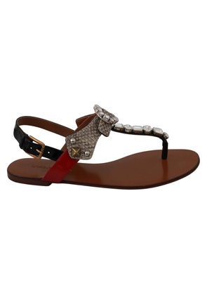 Dolce & Gabbana  Leather Ayers Crystal Sandals Flip Flops Shoes - EU35/US4.5