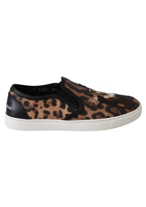 Dolce & Gabbana  Leather Leopard #dgfamily Loafers Shoes - EU35.5/US5